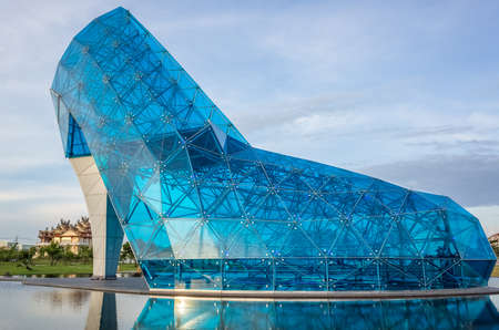 Chiayi, Taiwan - July 13th, 2019: giant glass cinderella shoe church, high-heel wedding church, Chiayi County, Taiwan, Asiaのeditorial素材