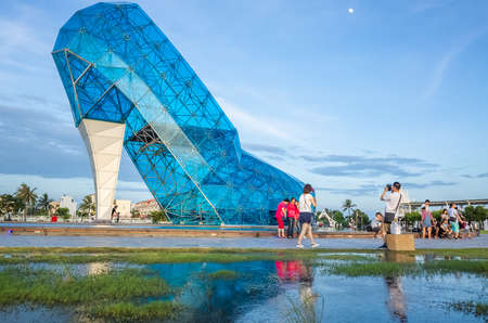 Chiayi, Taiwan - July 13th, 2019: giant glass cinderella shoe church, high-heel wedding church, Chiayi County, Taiwan, Asiaのeditorial素材