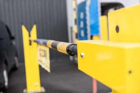barrier gate automatic system for security, closeup image in shallow depth of focusの写真素材