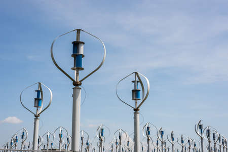 wind turbine in blue sky, concept of clean powerの写真素材