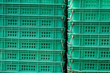 background of basket in stack with nobodyの写真素材