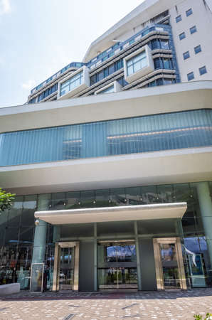 Taipei, Taiwan - August 17th, 2019: New Taipei city main library in facade, New Taipei city, Taiwan, Asiaのeditorial素材