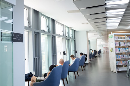 New Taipei, Taiwan - August 17th, 2019: interior of New Taipei city main library, New Taipei city, Taiwan, Asiaのeditorial素材