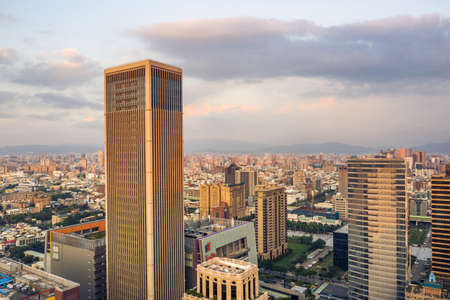 Taichung, Taiwan - September 13th, 2019: cityscape of Taichung city with skyscrapers and buildings at Taichung City, Taiwan, Asiaのeditorial素材