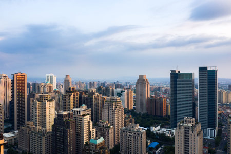 Taichung, Taiwan - September 13th, 2019: cityscape of Taichung city with skyscrapers and buildings at Taichung City, Taiwan, Asiaのeditorial素材