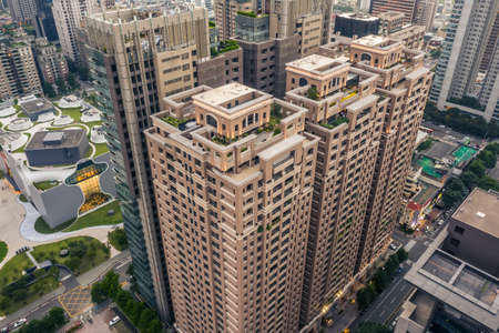 Taichung, Taiwan - September 13th, 2019: cityscape of Taichung city with skyscrapers and buildings at Taichung City, Taiwan, Asiaのeditorial素材