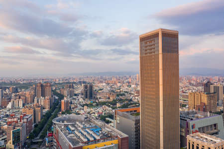 Taichung, Taiwan - September 13th, 2019: cityscape of Taichung city with skyscrapers and buildings at Taichung City, Taiwan, Asiaのeditorial素材