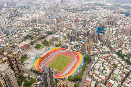 Banqiao, Taiwan - October 21th, 2019: aerial view of cityscape with in Banqiao, New Taipei city, Taiwanのeditorial素材