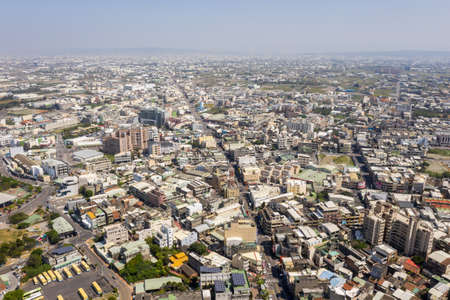 Lukang, Taiwan - October 18th, 2019: aerial view of cityscape with Lukang old street at Lukang township, Changhua, Taiwanのeditorial素材