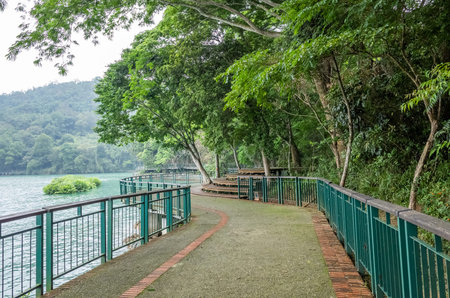 landscape of path on the famous Sun Moon Lake at Nantou, Taiwan