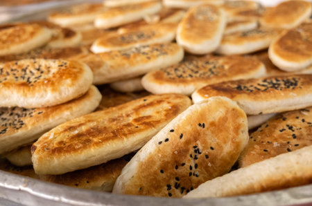 traditional taiwanese snack of Cow Tongue Cake in marketplace