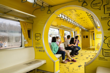 Nantou, Jiji, Taiwan - October 7th, 2019: interior of Taiwan first mobile museum, National Jiji...