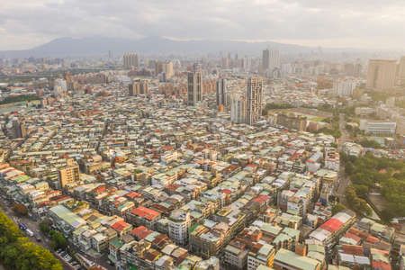 Banqiao, Taiwan - October 20th, 2019: aerial view of morning cityscape with in Banqiao, New Taipei city, Taiwanのeditorial素材