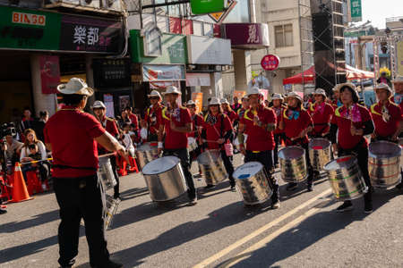 Puli, Taiwan - December 14th, 2019: people parade in Puli carnival at Nantou, Taiwanのeditorial素材