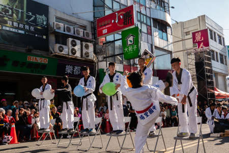 Puli, Taiwan - December 14th, 2019: people parade in Puli carnival at Nantou, Taiwanのeditorial素材