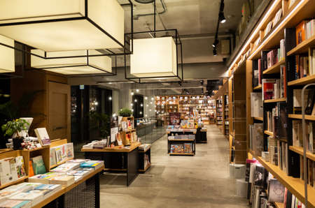 Taichung, Taiwan - November 28th, 2019: interior of famous Tsutaya Bookstore at Taichung City, Taiwan, Asiaのeditorial素材