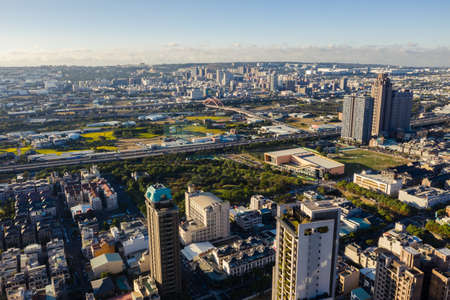 Taichung, Taiwan - November 28th, 2019: cityscape of Taichung city with skyscrapers and buildings at Taichung City, Taiwan, Asiaのeditorial素材