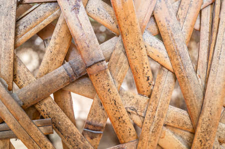 brown and yellow rattan texture background with nobodyの写真素材