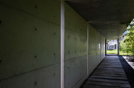 Nantou, Taiwan - June 20th, 2019: corridor with bamboo tree in Yuhsiu Museum Art at Caotun, Nantou, Taiwanのeditorial素材