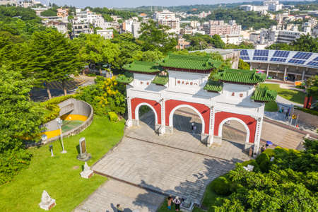 Changhua, Taiwan - September 14th, 2019: aerial view of stone archway of Bagua Mountain, Changhua city, Taiwan, Asiaのeditorial素材