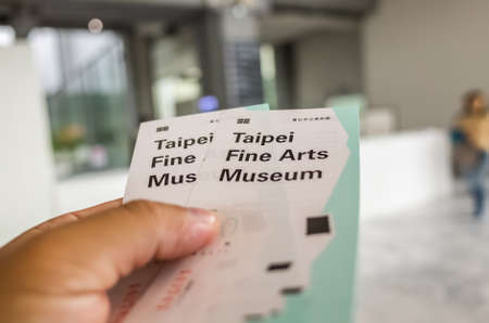 Taipei, Taiwan - October 19th, 2019: tickets of Taipei Fine Art Museum, Taipei, Taiwanのeditorial素材