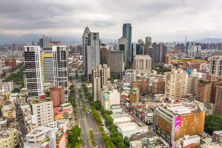 Banqiao, Taiwan - October 21th, 2019: aerial view of cityscape with in Banqiao, New Taipei city, Taiwanのeditorial素材