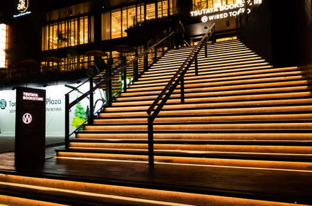 Taichung, Taiwan - November 28th, 2019: night scene of famous Tsutaya Bookstore at Taichung City, Taiwan, Asiaのeditorial素材