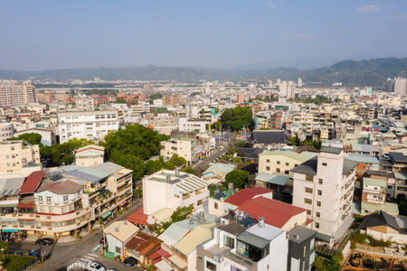 Nantou, Taiwan - December 18th, 2019: aerial view of Nantou city, Taiwan, Asiaのeditorial素材