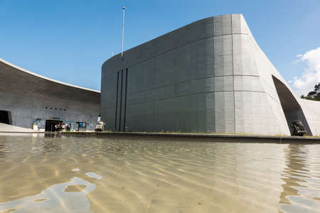 Nantou, Taiwan - November 5th, 2019: modern architecture of Xiangshan Visitor Center at Sun Moon lake, Taiwan, Asiaのeditorial素材