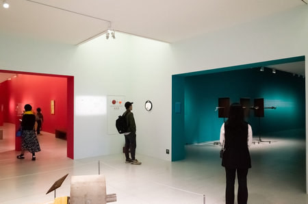 Taipei, Taiwan - October 19th, 2019: people at Taipei Fine Art Museum, Taipei, Taiwan