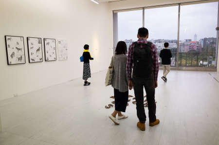 Taipei, Taiwan - October 19th, 2019: people at Taipei Fine Art Museum, Taipei, Taiwanのeditorial素材