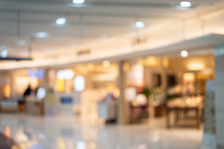 Abstract blurred background of shopping mall, shallow depth of focus