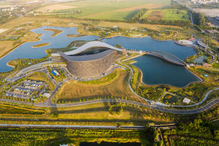 Chiayi, Taiwan - November 7th, 2019: aerial view of Southern Branch of the National Palace Museum, Chiayi, Taiwan, Asiaのeditorial素材