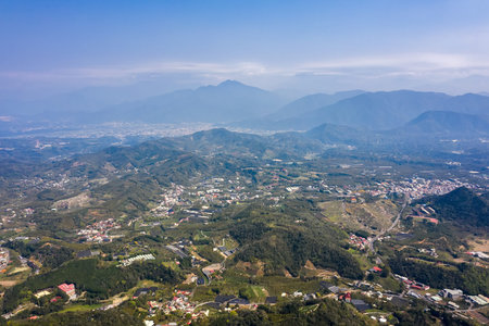 morning scenery of village in the mountain at Yuchi township, Nantou, Taiwan