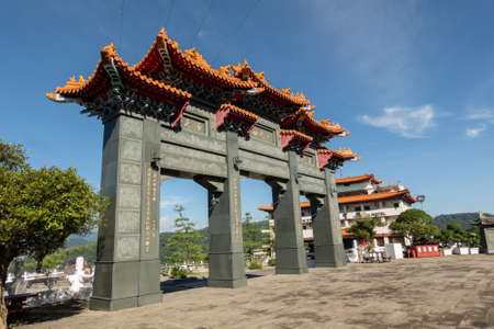 Nantou, Taiwan - June 1st, 2020: famous landmark of Wenwu temple in Sun Moon Lake, Nantou, Taiwan, Asiaのeditorial素材