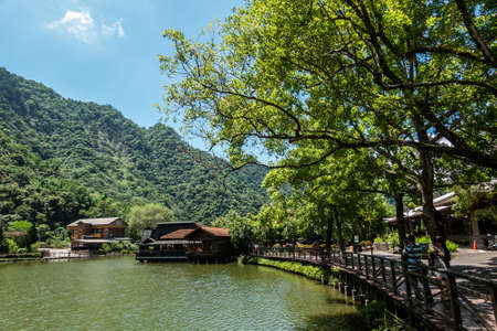 Checheng, Taiwan - June 1st, 2020: Timber Pond, was used to store the logs which were chopped down from the mountains, Nantou, Taiwan, Asiaのeditorial素材