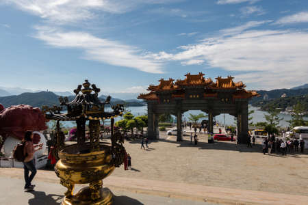 Nantou, Taiwan - December 9th, 2019: famous landmark of Wenwu temple in Sun Moon Lake, Nantou, Taiwanのeditorial素材