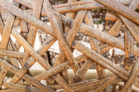 brown and yellow rattan texture background with nobodyの写真素材