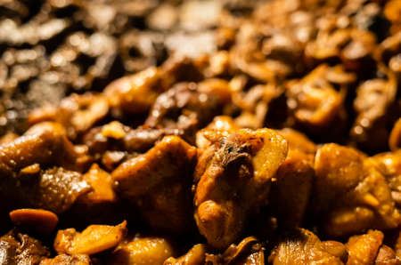 traditional snacks of Taiwanese fried chicken at the street in night marketplaceの写真素材