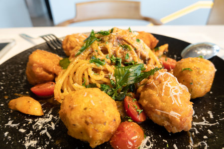 delicious appetizing classic spaghetti pasta meatballs