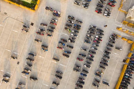 Taichung, Taiwan - Feb 19th, 2020: aerial view motorcycles parking, Taiwanのeditorial素材