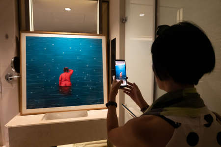 Taichung, Taiwan - July 19, 2020: visitors and art craft at the 8th Art Taichung exhibition at Taichung city, Taiwan, Asiaのeditorial素材