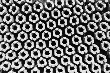 aerial view of tetrapods landscape in black and white