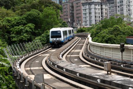 Taipei, Taiwan - June 15th, 2020: MRT train in city, Taipei city, Taiwan, Asia