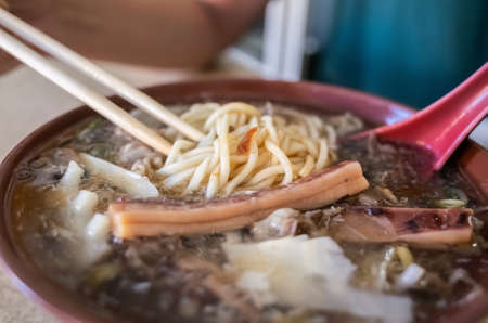 Taiwanese thickened soup noodle with lamb and squid potageの写真素材