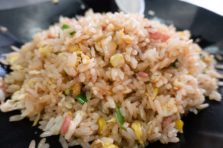 chinese fried rice on a plate in the restaurant in Taiwanの写真素材