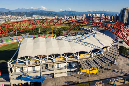 Taichung, Taiwan-November 28th, 2019: aerial view of Taichung Intercontinental Baseball Stadium at Taichung City, Taiwan, Asiaのeditorial素材