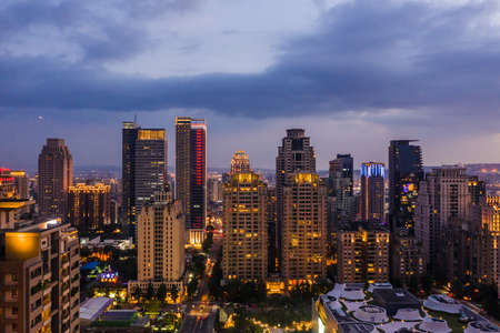 Taichung, Taiwan-September 13th, 2019: cityscape of Taichung city with skyscrapers and buildings at Taichung City, Taiwan, Asiaのeditorial素材
