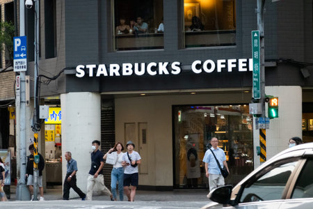 Taipei, Taiwan-Oct 4th, 2020: Starbucks coffee shop in Ximending district at Taipei, Taiwan