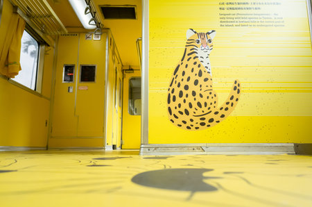 Nantou, Jiji, Taiwan-October 7th, 2019: interior of Taiwan first mobile museum, National Jiji...